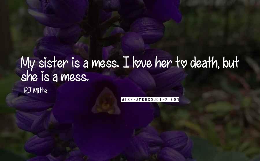 RJ Mitte Quotes: My sister is a mess. I love her to death, but she is a mess.