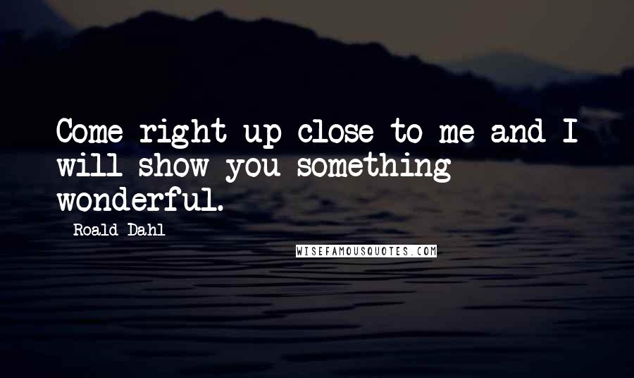 Roald Dahl Quotes: Come right up close to me and I will show you something wonderful.
