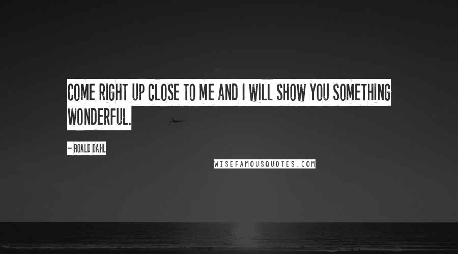 Roald Dahl Quotes: Come right up close to me and I will show you something wonderful.