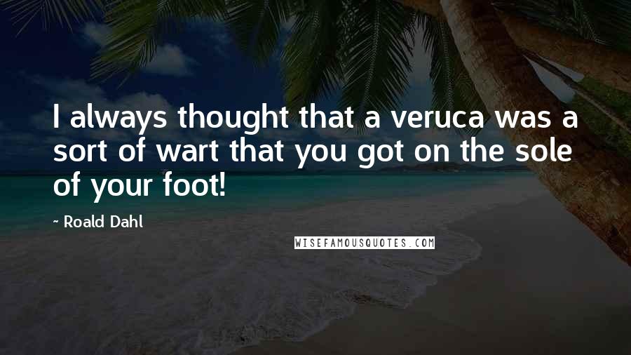 Roald Dahl Quotes: I always thought that a veruca was a sort of wart that you got on the sole of your foot!