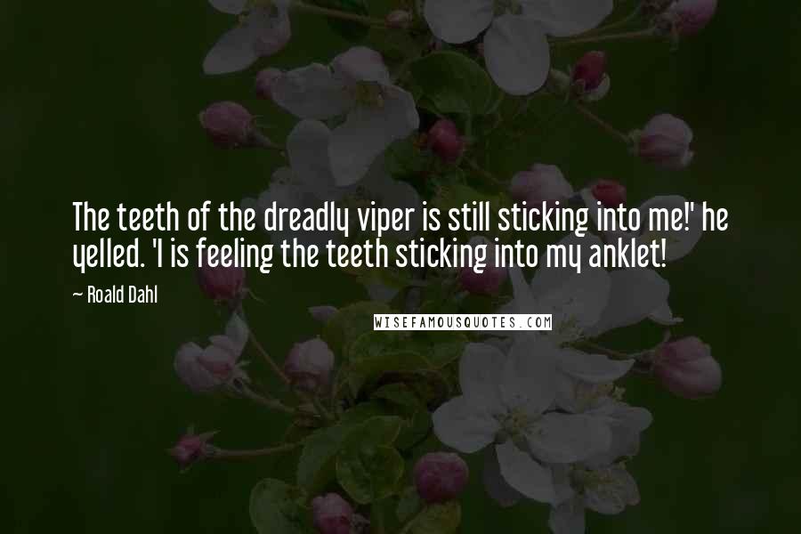 Roald Dahl Quotes: The teeth of the dreadly viper is still sticking into me!' he yelled. 'I is feeling the teeth sticking into my anklet!