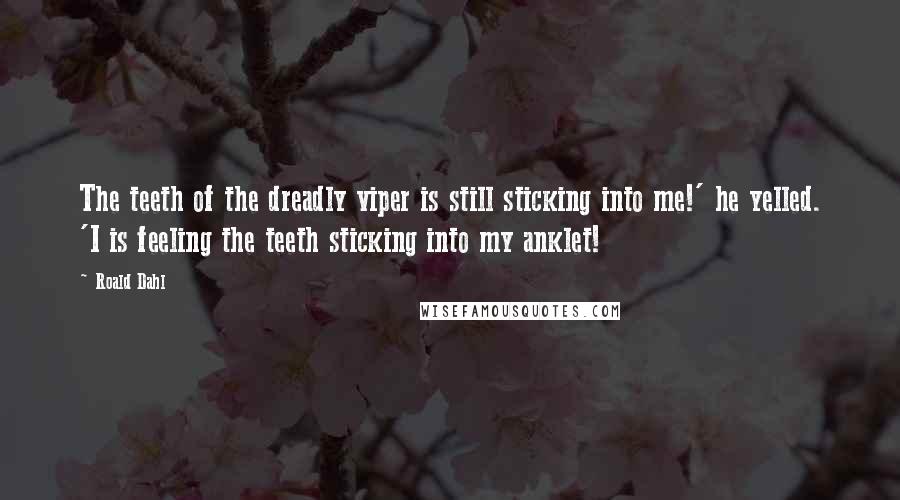Roald Dahl Quotes: The teeth of the dreadly viper is still sticking into me!' he yelled. 'I is feeling the teeth sticking into my anklet!