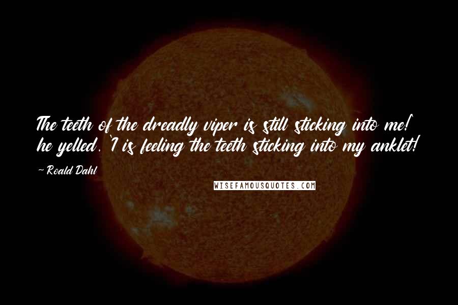 Roald Dahl Quotes: The teeth of the dreadly viper is still sticking into me!' he yelled. 'I is feeling the teeth sticking into my anklet!