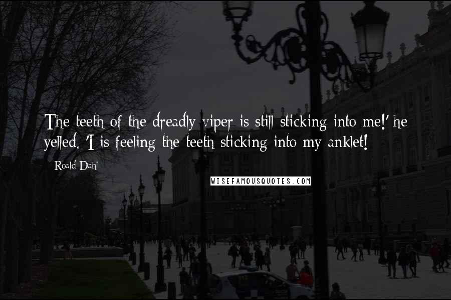 Roald Dahl Quotes: The teeth of the dreadly viper is still sticking into me!' he yelled. 'I is feeling the teeth sticking into my anklet!