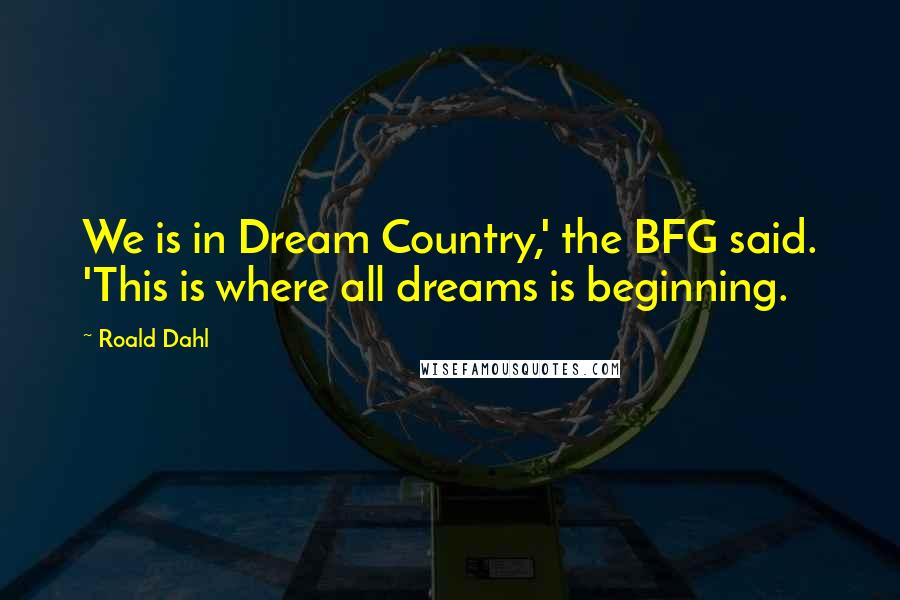 Roald Dahl Quotes: We is in Dream Country,' the BFG said. 'This is where all dreams is beginning.