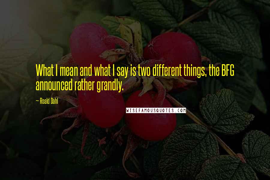 Roald Dahl Quotes: What I mean and what I say is two different things, the BFG announced rather grandly.