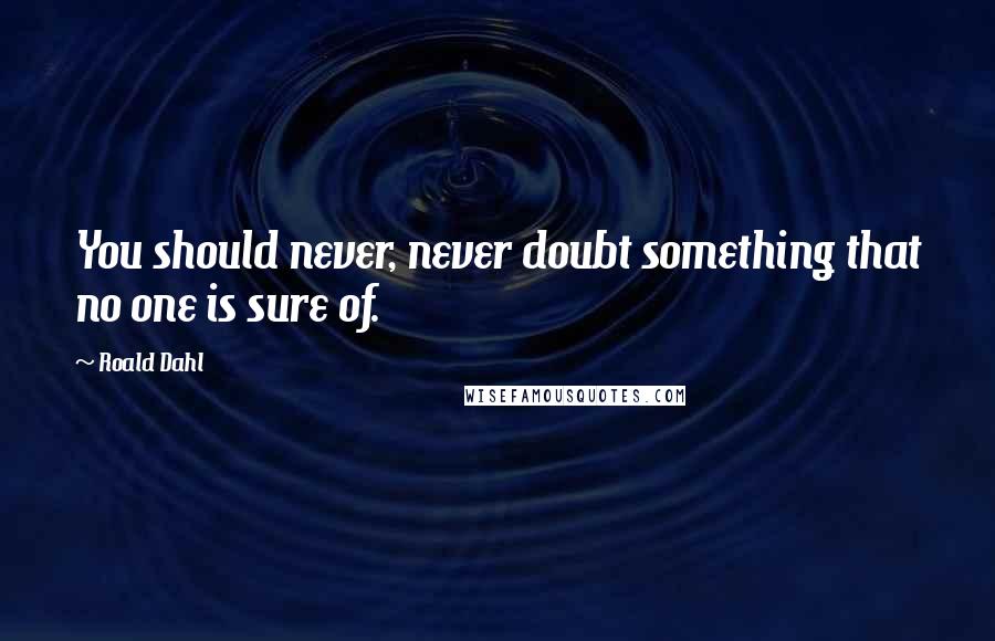 Roald Dahl Quotes: You should never, never doubt something that no one is sure of.