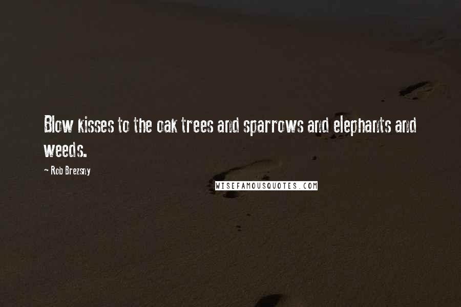 Rob Brezsny Quotes: Blow kisses to the oak trees and sparrows and elephants and weeds.