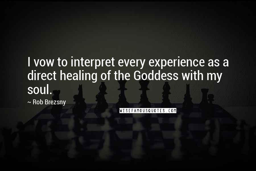 Rob Brezsny Quotes: I vow to interpret every experience as a direct healing of the Goddess with my soul.