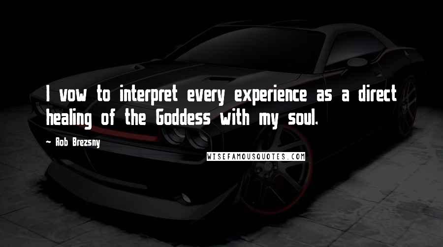 Rob Brezsny Quotes: I vow to interpret every experience as a direct healing of the Goddess with my soul.