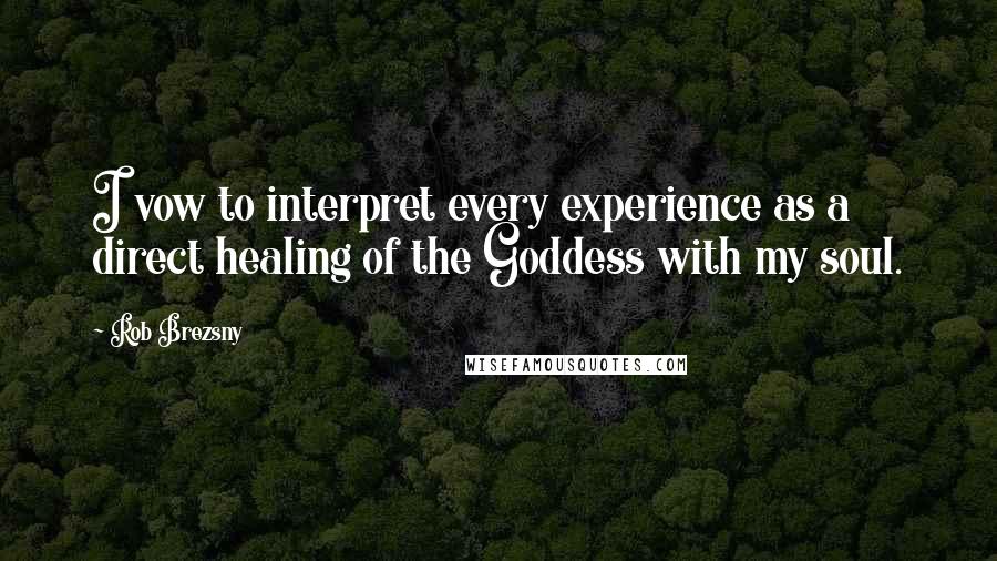 Rob Brezsny Quotes: I vow to interpret every experience as a direct healing of the Goddess with my soul.