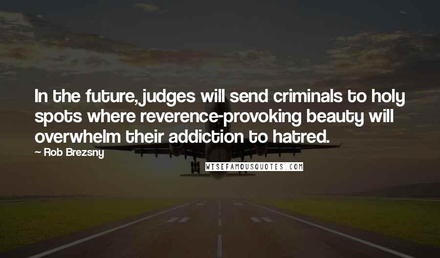 Rob Brezsny Quotes: In the future, judges will send criminals to holy spots where reverence-provoking beauty will overwhelm their addiction to hatred.