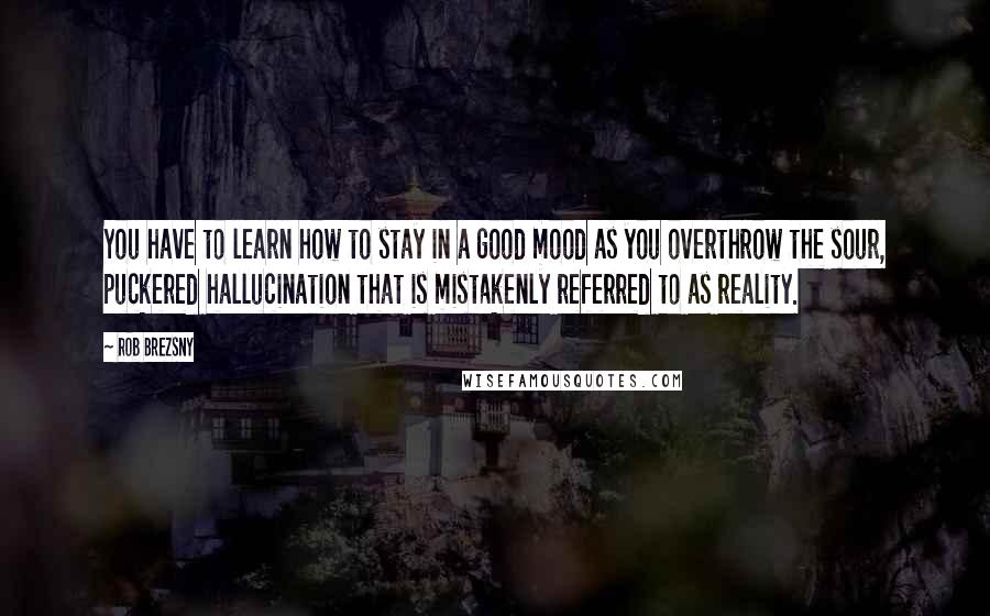 Rob Brezsny Quotes: You have to learn how to stay in a good mood as you overthrow the sour, puckered hallucination that is mistakenly referred to as reality.