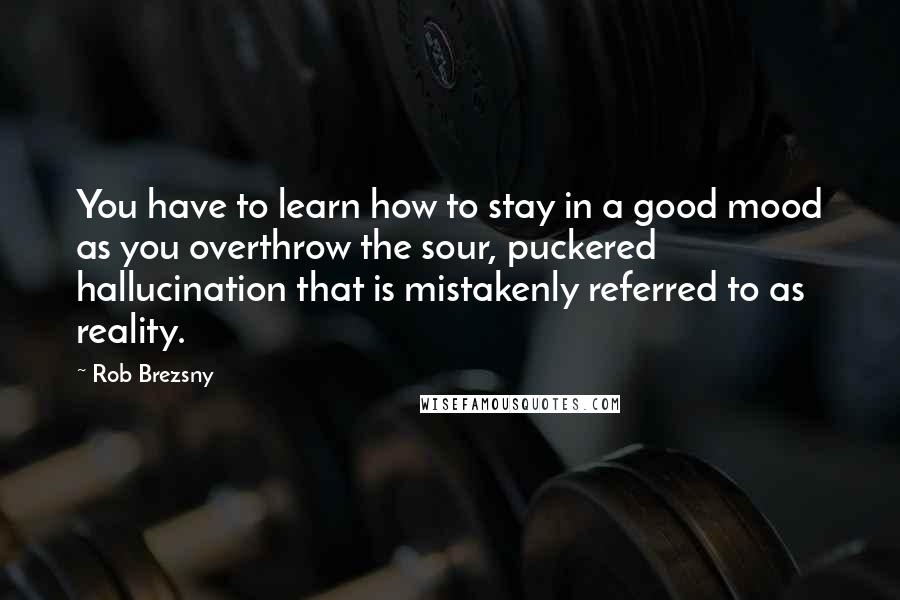 Rob Brezsny Quotes: You have to learn how to stay in a good mood as you overthrow the sour, puckered hallucination that is mistakenly referred to as reality.