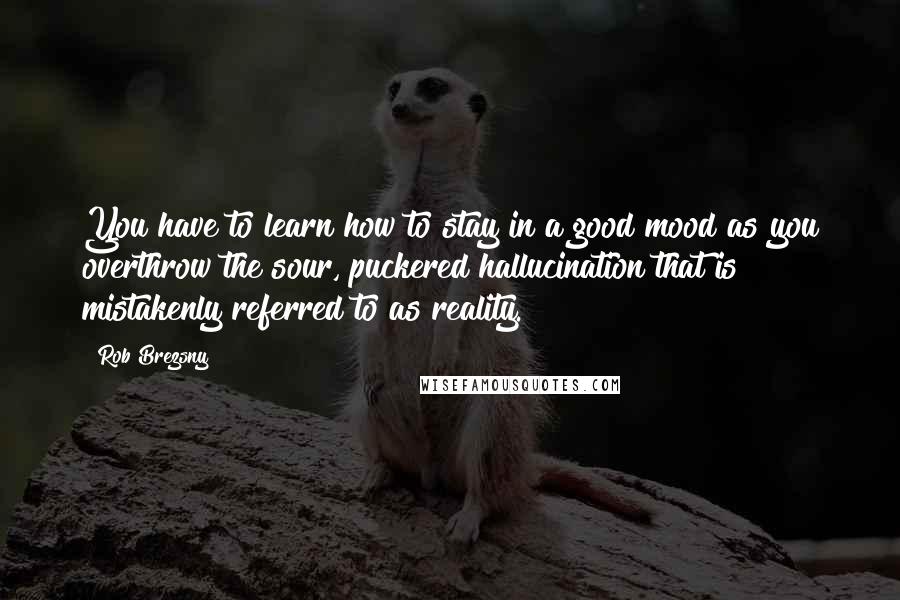 Rob Brezsny Quotes: You have to learn how to stay in a good mood as you overthrow the sour, puckered hallucination that is mistakenly referred to as reality.