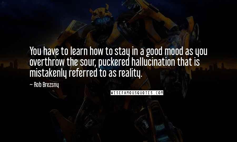 Rob Brezsny Quotes: You have to learn how to stay in a good mood as you overthrow the sour, puckered hallucination that is mistakenly referred to as reality.