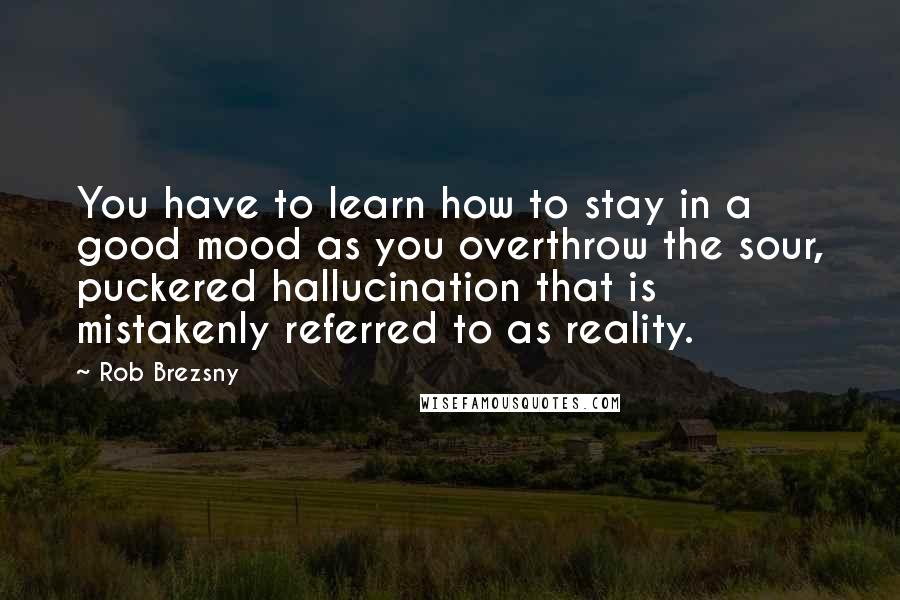 Rob Brezsny Quotes: You have to learn how to stay in a good mood as you overthrow the sour, puckered hallucination that is mistakenly referred to as reality.