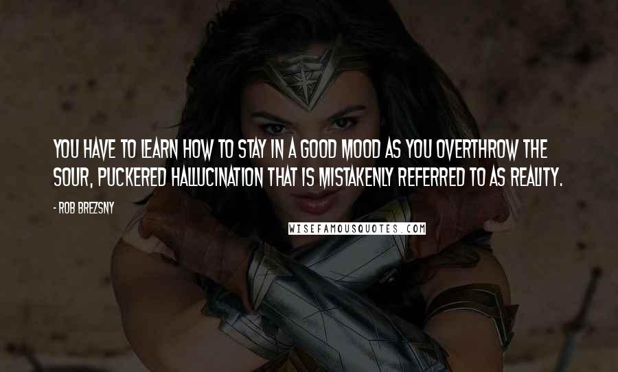 Rob Brezsny Quotes: You have to learn how to stay in a good mood as you overthrow the sour, puckered hallucination that is mistakenly referred to as reality.