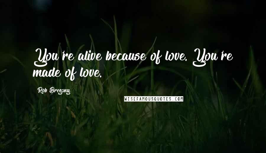 Rob Brezsny Quotes: You're alive because of love. You're made of love.