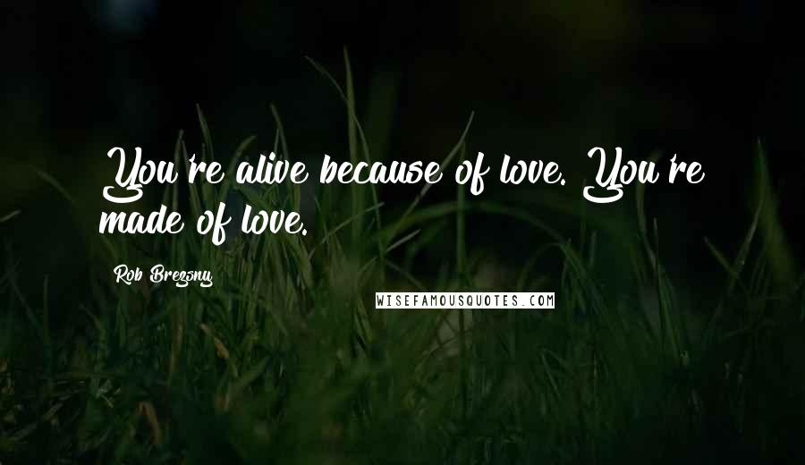 Rob Brezsny Quotes: You're alive because of love. You're made of love.