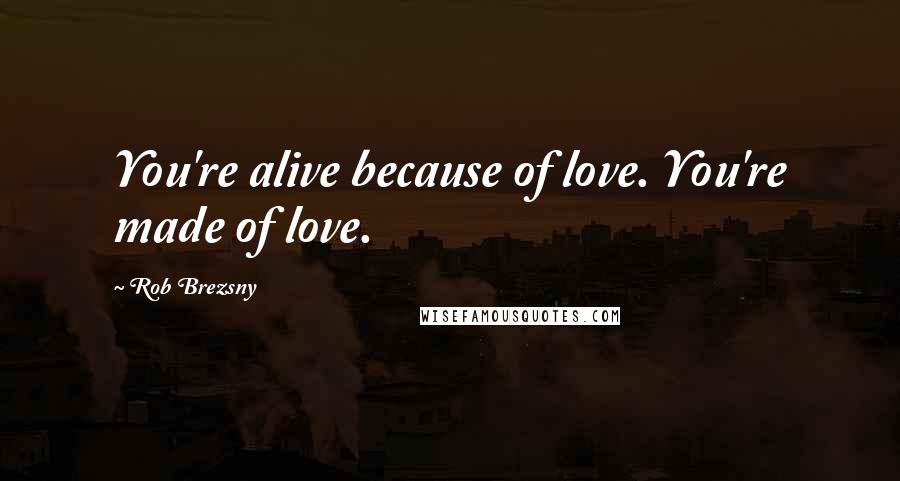 Rob Brezsny Quotes: You're alive because of love. You're made of love.