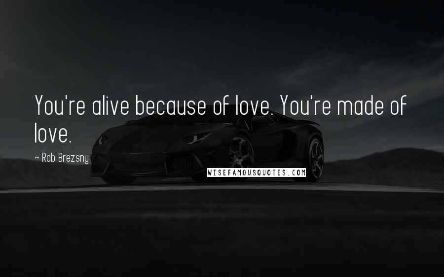 Rob Brezsny Quotes: You're alive because of love. You're made of love.