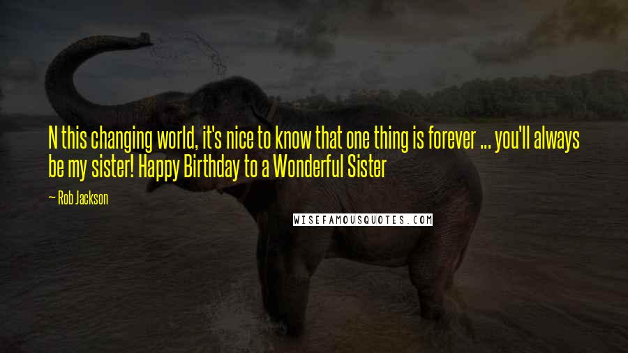 Rob Jackson Quotes: N this changing world, it's nice to know that one thing is forever ... you'll always be my sister! Happy Birthday to a Wonderful Sister