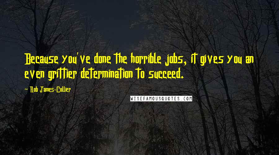 Rob James-Collier Quotes: Because you've done the horrible jobs, it gives you an even grittier determination to succeed.