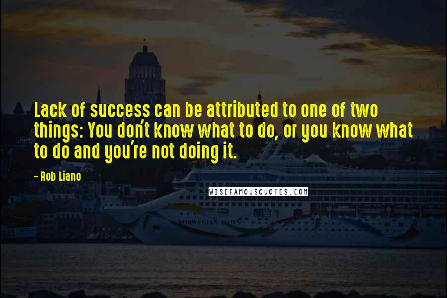 Rob Liano Quotes: Lack of success can be attributed to one of two things: You don't know what to do, or you know what to do and you're not doing it.