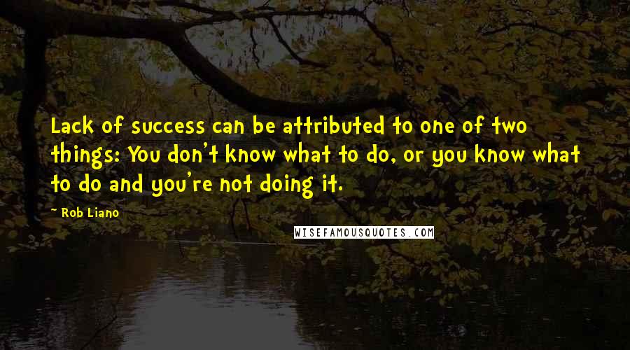 Rob Liano Quotes: Lack of success can be attributed to one of two things: You don't know what to do, or you know what to do and you're not doing it.