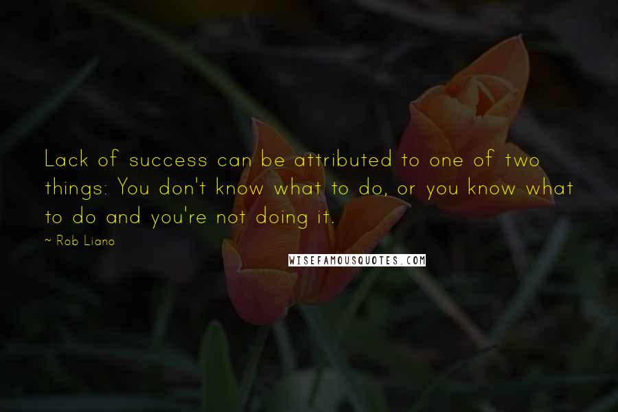 Rob Liano Quotes: Lack of success can be attributed to one of two things: You don't know what to do, or you know what to do and you're not doing it.