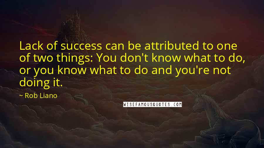 Rob Liano Quotes: Lack of success can be attributed to one of two things: You don't know what to do, or you know what to do and you're not doing it.