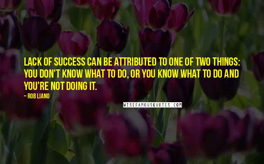 Rob Liano Quotes: Lack of success can be attributed to one of two things: You don't know what to do, or you know what to do and you're not doing it.