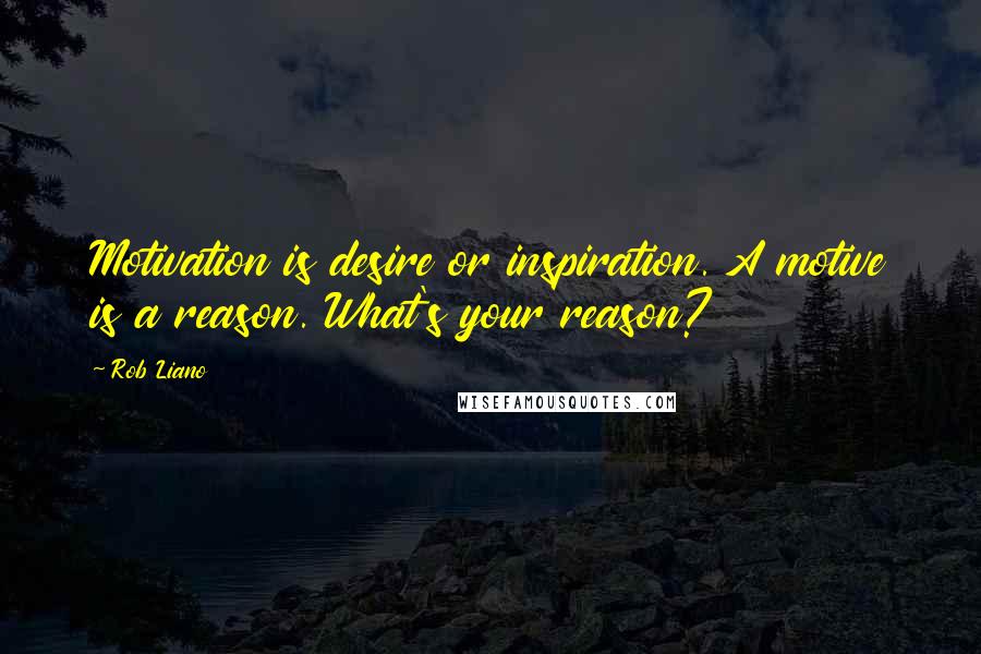 Rob Liano Quotes: Motivation is desire or inspiration. A motive is a reason. What's your reason?
