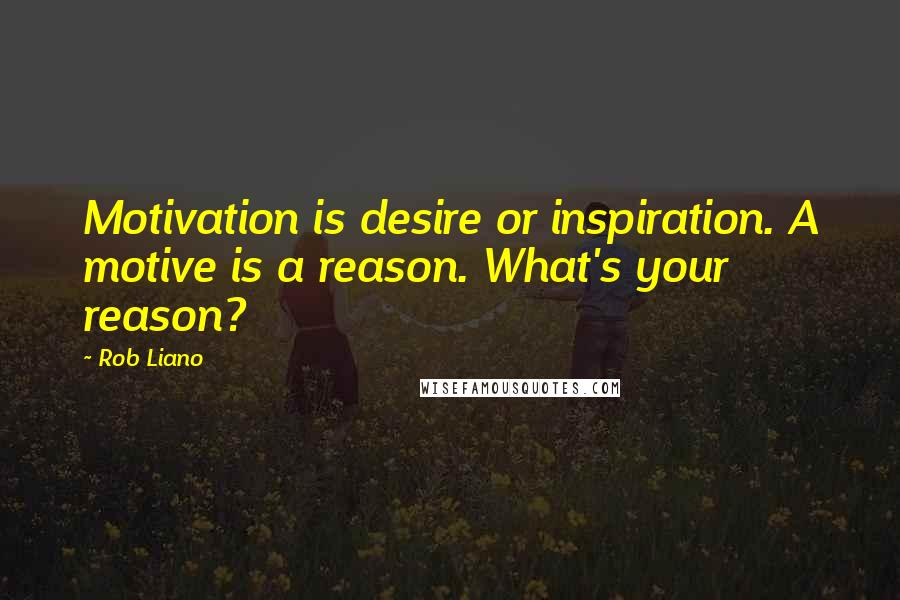 Rob Liano Quotes: Motivation is desire or inspiration. A motive is a reason. What's your reason?