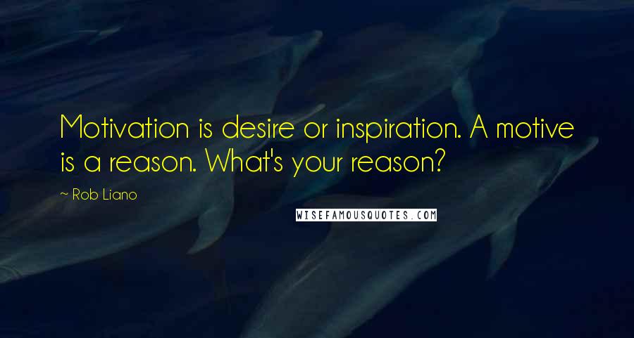 Rob Liano Quotes: Motivation is desire or inspiration. A motive is a reason. What's your reason?