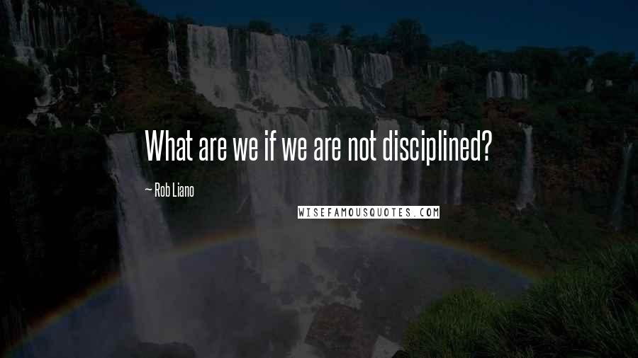 Rob Liano Quotes: What are we if we are not disciplined?