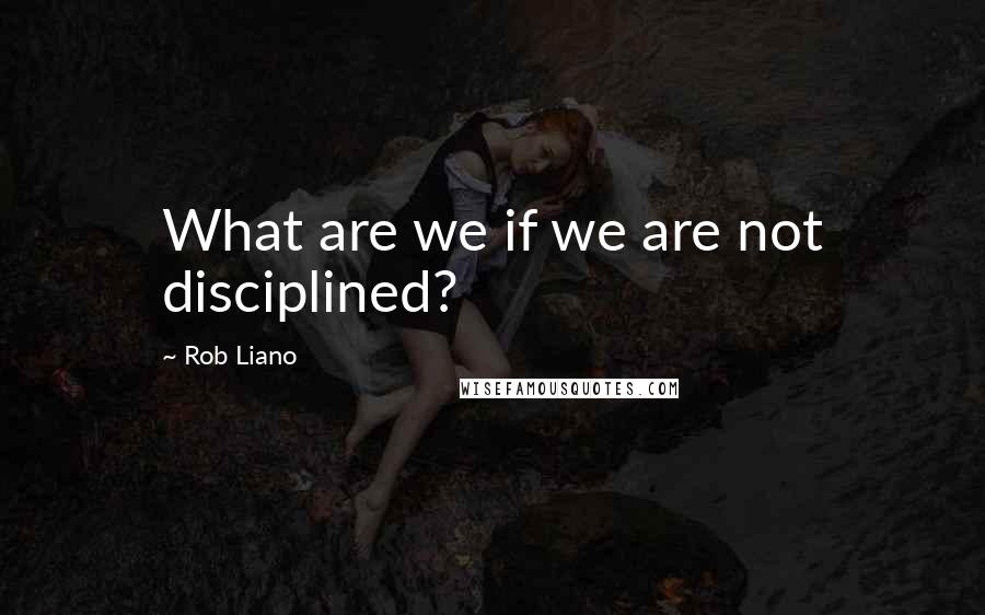 Rob Liano Quotes: What are we if we are not disciplined?