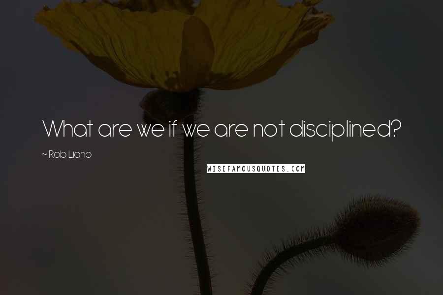 Rob Liano Quotes: What are we if we are not disciplined?