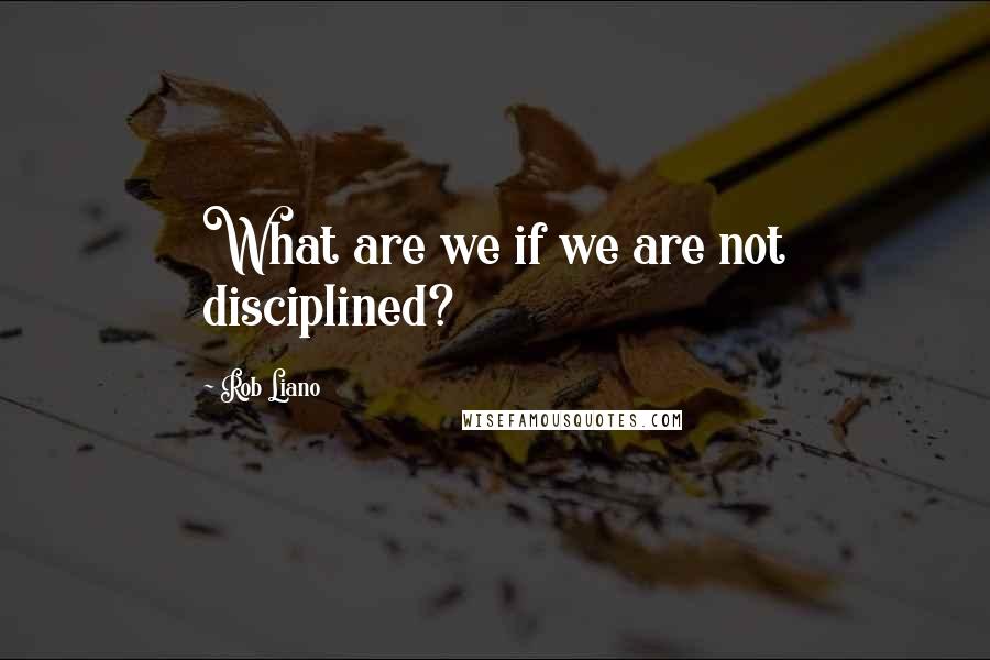 Rob Liano Quotes: What are we if we are not disciplined?