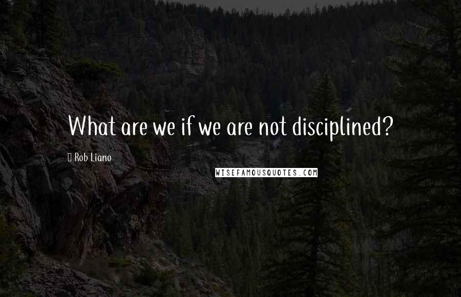 Rob Liano Quotes: What are we if we are not disciplined?