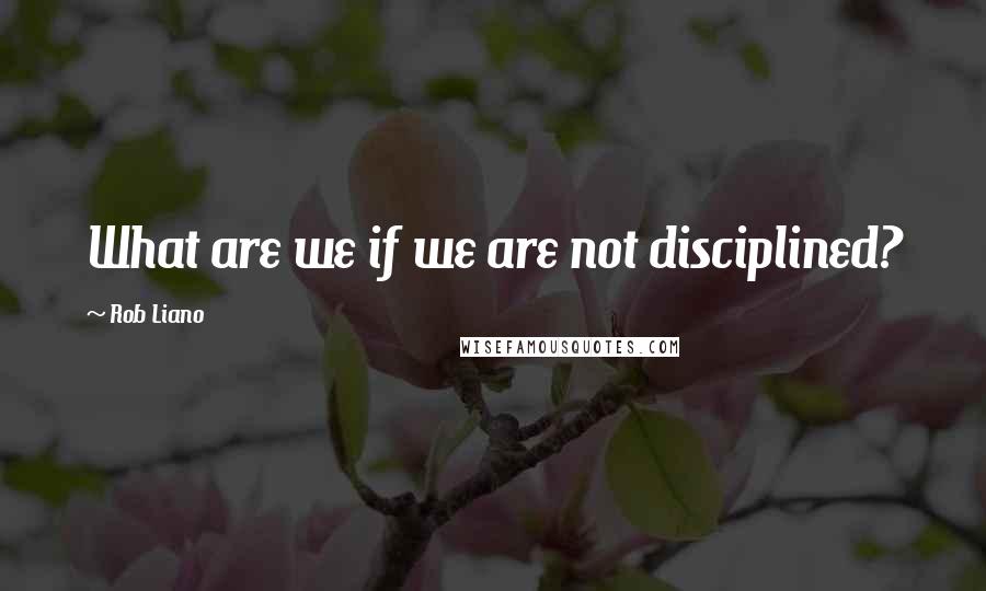 Rob Liano Quotes: What are we if we are not disciplined?