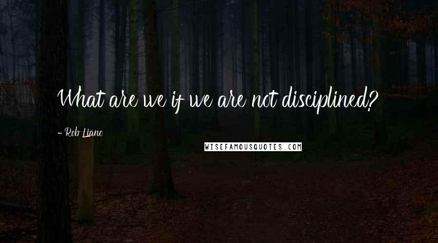 Rob Liano Quotes: What are we if we are not disciplined?