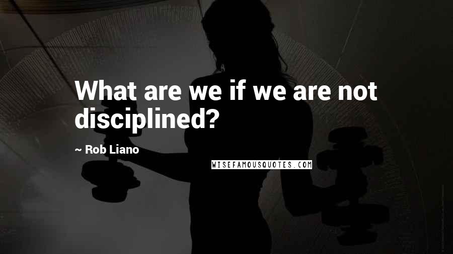 Rob Liano Quotes: What are we if we are not disciplined?