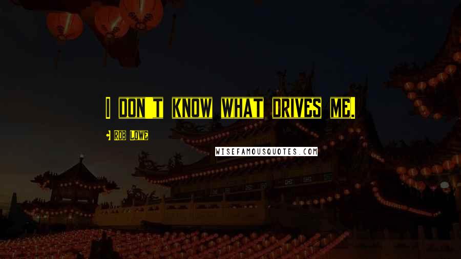 Rob Lowe Quotes: I don't know what drives me.