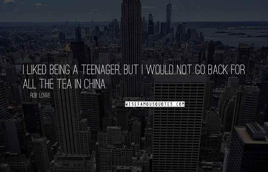 Rob Lowe Quotes: I liked being a teenager, but I would not go back for all the tea in China.