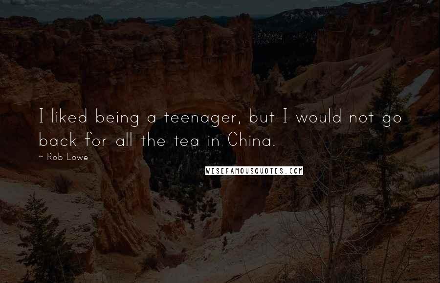 Rob Lowe Quotes: I liked being a teenager, but I would not go back for all the tea in China.