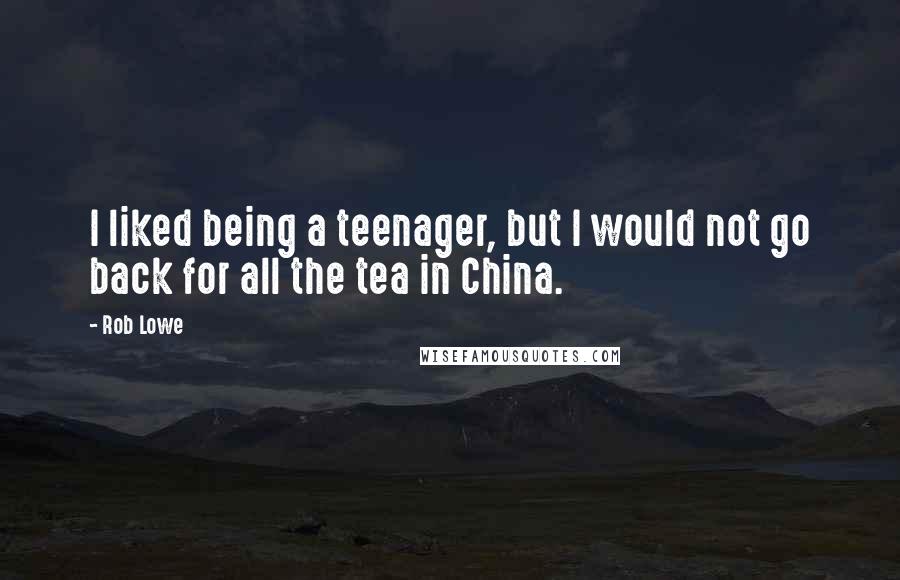 Rob Lowe Quotes: I liked being a teenager, but I would not go back for all the tea in China.