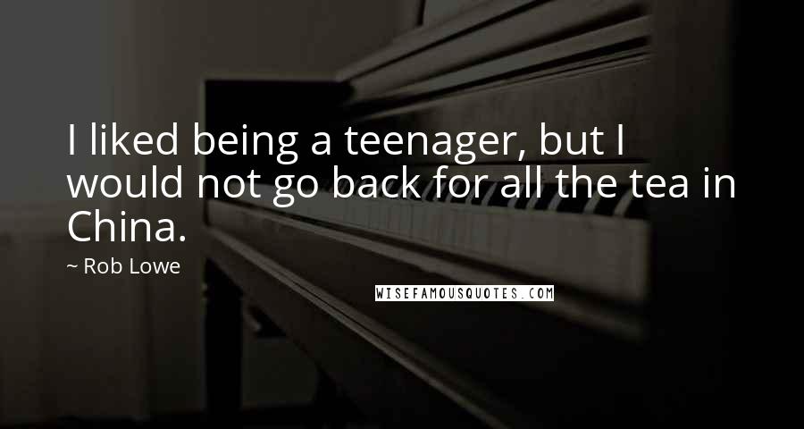 Rob Lowe Quotes: I liked being a teenager, but I would not go back for all the tea in China.