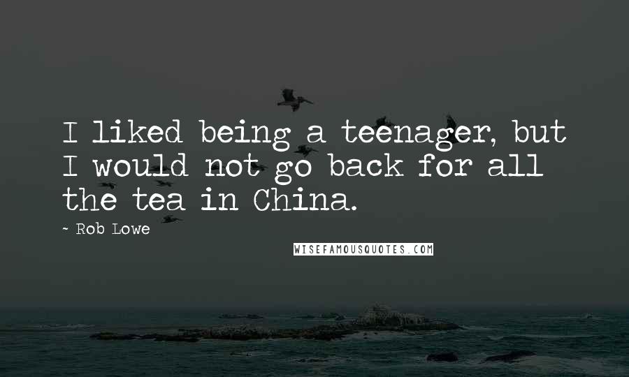 Rob Lowe Quotes: I liked being a teenager, but I would not go back for all the tea in China.